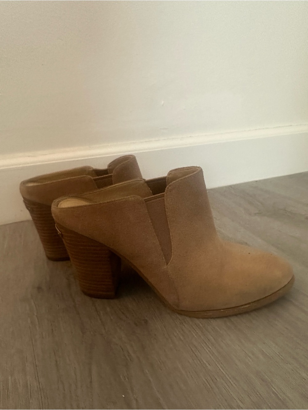 Michael Kors Tan Suede Block Heel Mules